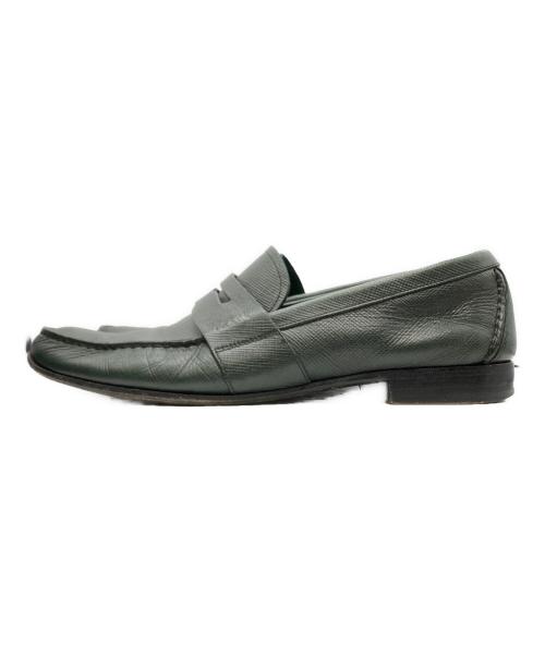 PRADA（プラダ）PRADA (プラダ) SAFFIANO PENNY LOAFER（サフィアーノ ペニー レザー） グリーン サイズ:8の古着・服飾アイテム