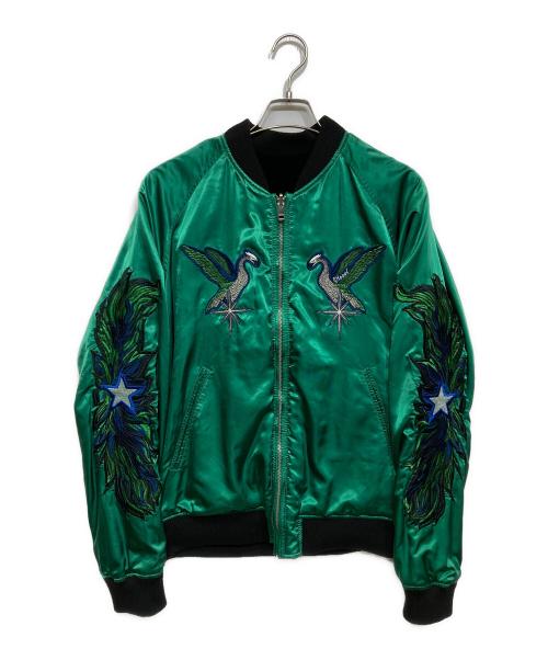 DIESEL（ディーゼル）DIESEL (ディーゼル) ベロア×サテン リバーシブルスカジャン ブラック×グリーン サイズ:Mの古着・服飾アイテム