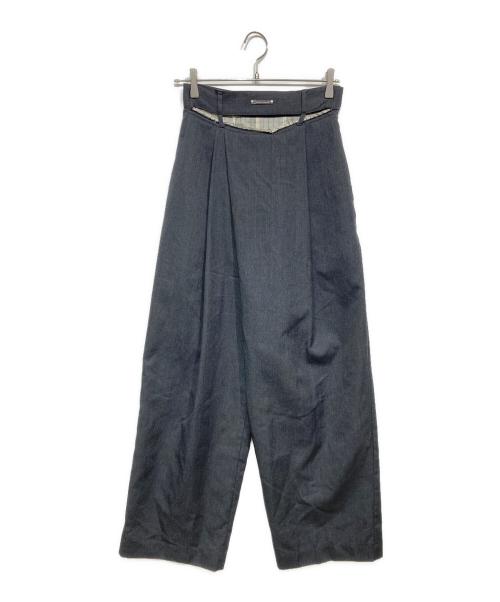 PRANK PROJECT（プランクプロジェクト）PRANK PROJECT (プランクプロジェクト) Moon Slit Asymmetry Tack Pants（ムーン スリット アシンメトリー トラック パンツ） グレー サイズ:38の古着・服飾アイテム