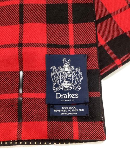 DRAKE'S（ドレイクス）DRAKE'S (ドレイクス) シルクウール リバーシブル ストール レッド×ブラックの古着・服飾アイテム