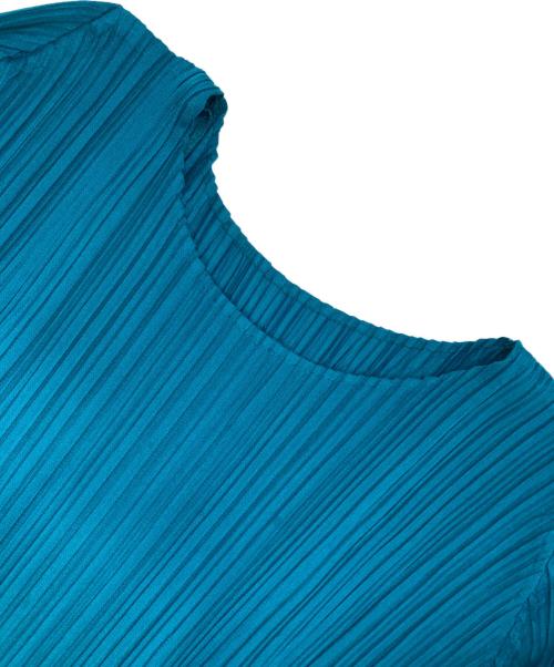 PLEATS PLEASE（プリーツプリーズ）PLEATS PLEASE (プリーツプリーズ) ボートネック長袖プリーツワンピース ブルー サイズ:4の古着・服飾アイテム