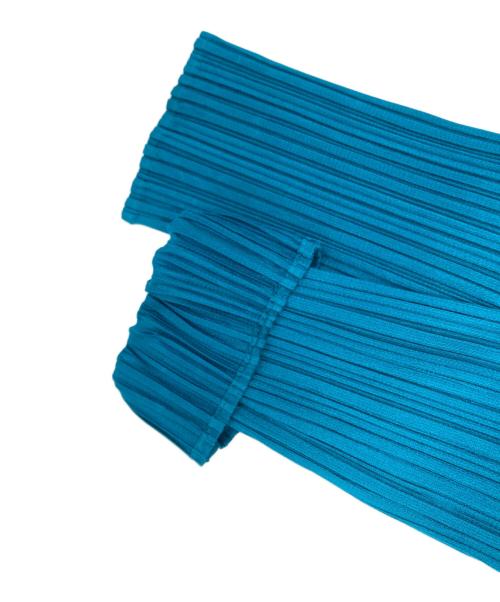 PLEATS PLEASE（プリーツプリーズ）PLEATS PLEASE (プリーツプリーズ) ボートネック長袖プリーツワンピース ブルー サイズ:4の古着・服飾アイテム