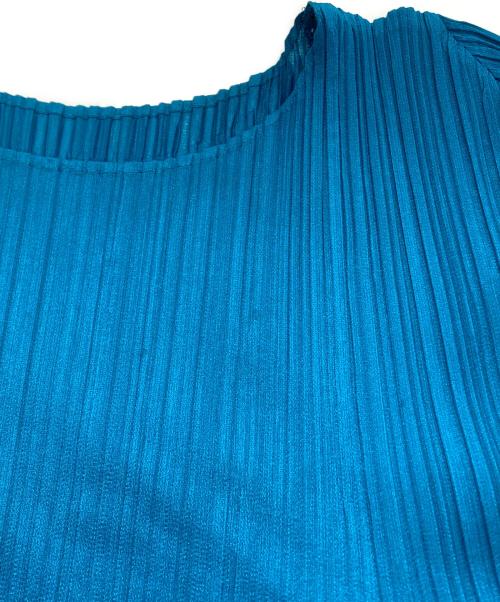 PLEATS PLEASE（プリーツプリーズ）PLEATS PLEASE (プリーツプリーズ) ボートネック長袖プリーツワンピース ブルー サイズ:4の古着・服飾アイテム
