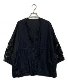 BEARDSLEY（ビアズリー）の古着「袖レースリネン羽織り BEZ1041407A0005」｜ブラック