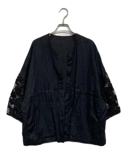 BEARDSLEY（ビアズリー）BEARDSLEY (ビアズリー) 袖レースリネン羽織り BEZ1041407A0005 ブラック サイズ:Freeの古着・服飾アイテム