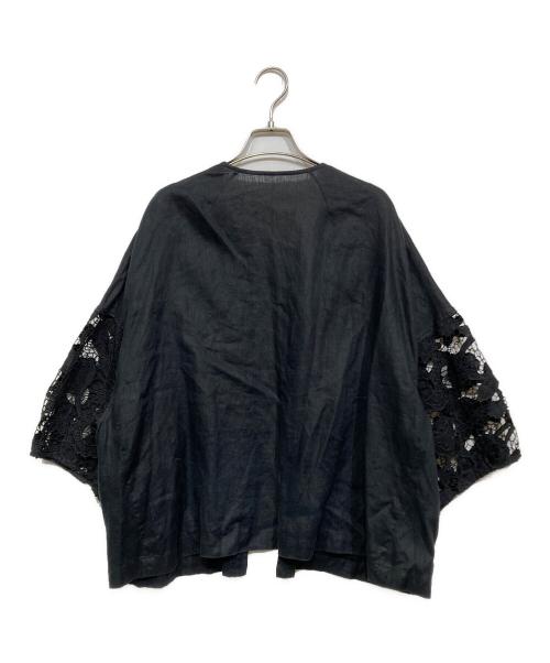 BEARDSLEY（ビアズリー）BEARDSLEY (ビアズリー) 袖レースリネン羽織り BEZ1041407A0005 ブラック サイズ:Freeの古着・服飾アイテム