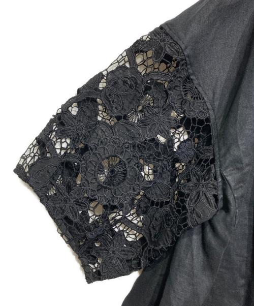 BEARDSLEY（ビアズリー）BEARDSLEY (ビアズリー) 袖レースリネン羽織り BEZ1041407A0005 ブラック サイズ:Freeの古着・服飾アイテム