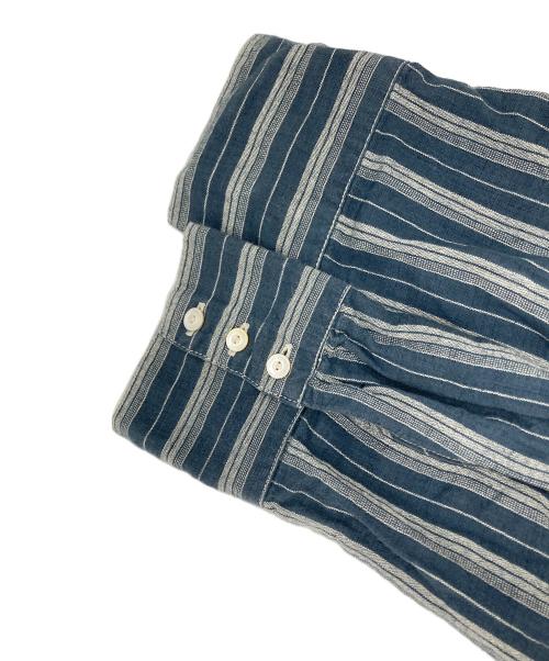RRL（ダブルアールエル）RRL (ダブルアールエル) ストライプフリルブラウス ブルー×グレー サイズ:2の古着・服飾アイテム