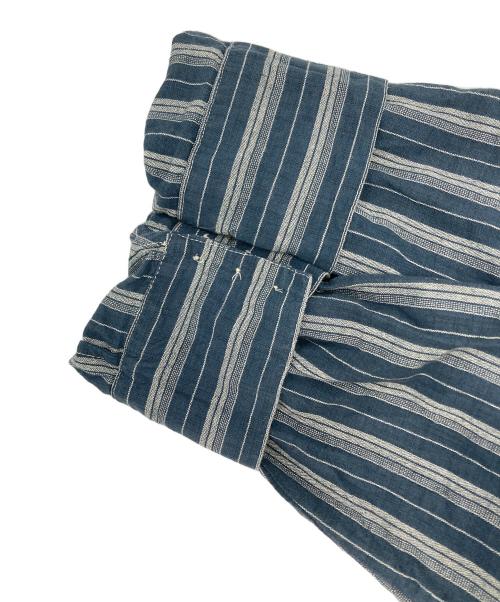 RRL（ダブルアールエル）RRL (ダブルアールエル) ストライプフリルブラウス ブルー×グレー サイズ:2の古着・服飾アイテム