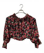 Loulou Willoughbyルルウィルビー）の古着「LISAチェリープリントオフショルブラウス」｜レッド×ブラック