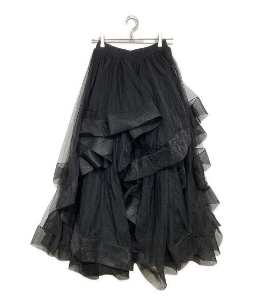 ANDREA&CO（アンドレアアンドコー）ANDREA&CO (アンドレアアンドコー) ボリュームフリルチュールスカート ブラック サイズ:Freeの古着・服飾アイテム