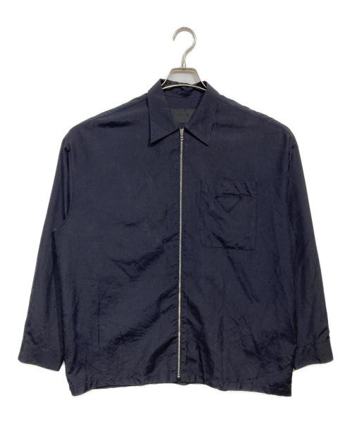 PRADA（プラダ）PRADA (プラダ) ジップシルクシャツ　SC540 S211 ネイビー サイズ:Mの古着・服飾アイテム
