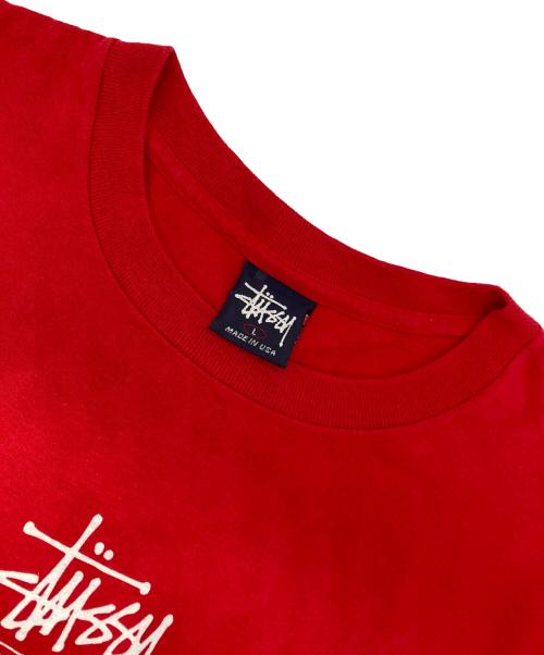 stussy（ステューシー）stussy (ステューシー) LATLNYプリントTシャツ レッド サイズ:Lの古着・服飾アイテム