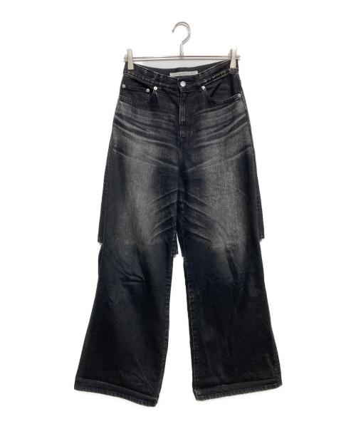 JOHN LAWRENCE SULLIVAN（ジョン ローレンス サリバン）JOHN LAWRENCE SULLIVAN (ジョン ローレンス サリバン) WASHED DENIM CUT OUT WIDE PANTS ブラック サイズ:Sの古着・服飾アイテム