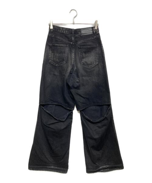 JOHN LAWRENCE SULLIVAN（ジョン ローレンス サリバン）JOHN LAWRENCE SULLIVAN (ジョン ローレンス サリバン) WASHED DENIM CUT OUT WIDE PANTS ブラック サイズ:Sの古着・服飾アイテム