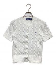 POLO RALPH LAUREN（ポロ・ラルフローレン）の古着「ケーブルニット 半袖カーディガン」｜ホワイト