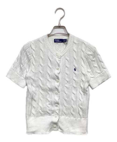 POLO RALPH LAUREN（ポロ・ラルフローレン）POLO RALPH LAUREN (ポロ・ラルフローレン) ケーブルニット 半袖カーディガン ホワイト サイズ:XSの古着・服飾アイテム