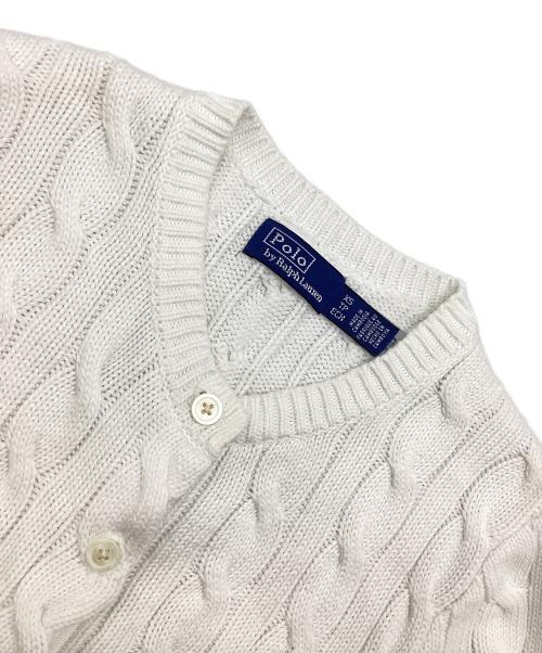 POLO RALPH LAUREN（ポロ・ラルフローレン）POLO RALPH LAUREN (ポロ・ラルフローレン) ケーブルニット 半袖カーディガン ホワイト サイズ:XSの古着・服飾アイテム