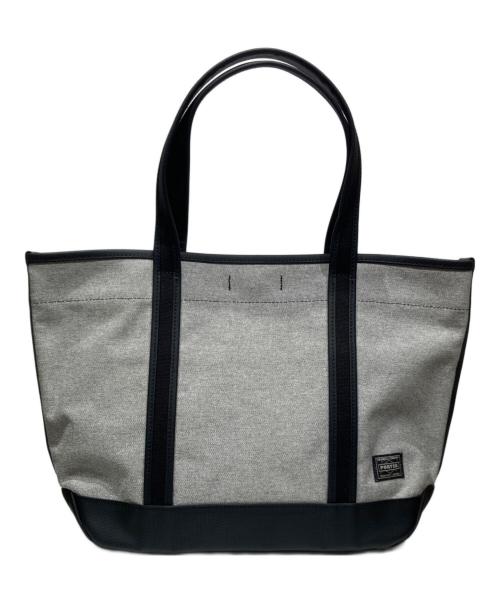 PORTER GIRL（ポーターガール）PORTER GIRL (ポーターガール) BOYFRIEND TOTE CHAMBRAY TOTE BAG(M) グレー×ブラック サイズ:Mの古着・服飾アイテム