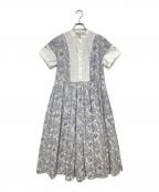 LIBERTY×SEVEN TEN by MIHO KAWAHITOリバティー×セブン テン バイ ミホ カワヒト）の古着「リバティプリントロングワンピース」｜ベージュ×グレー