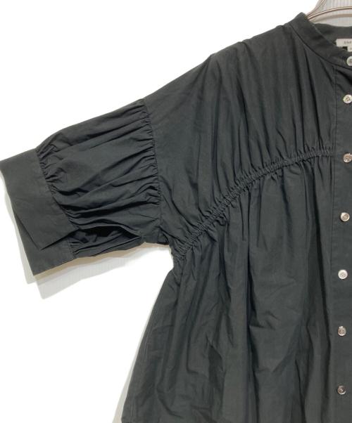 ENFOLD（エンフォルド）ENFOLD (エンフォルド) Washedタイプライター五分袖ギャザーブラウス ブラック サイズ:38の古着・服飾アイテム