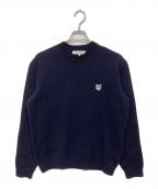 maison kitsuneメゾンキツネ）の古着「フォックスヘッド ミラノリブウール クルーネックセーター」｜ネイビー