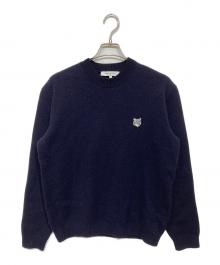 maison kitsune（メゾンキツネ）の古着「フォックスヘッド ミラノリブウール クルーネックセーター」｜ネイビー