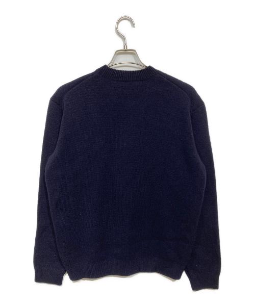 maison kitsune（メゾンキツネ）MAISON KITSUNE (メゾンキツネ) フォックスヘッド ミラノリブウール クルーネックセーター ネイビー サイズ:XSの古着・服飾アイテム