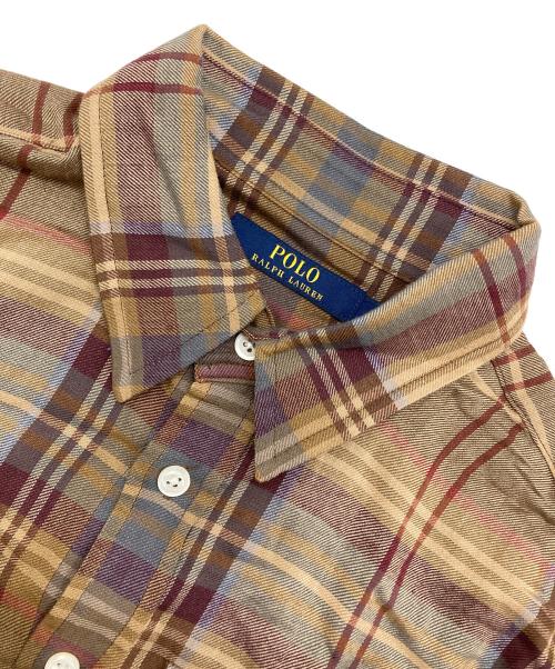 POLO RALPH LAUREN（ポロ・ラルフローレン）POLO RALPH LAUREN (ポロ・ラルフローレン) チェックシャツワンピース ブラウン サイズ:6 未使用品の古着・服飾アイテム