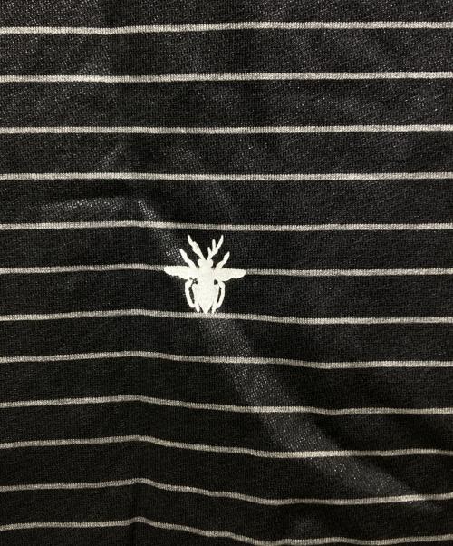 DIOR HOMME（ディオール オム）DIOR HOMME (ディオール オム) ワックス加工BEE刺繍ボーダーポロシャツ ブラック サイズ:Mの古着・服飾アイテム