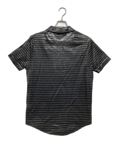 DIOR HOMME（ディオール オム）DIOR HOMME (ディオール オム) ワックス加工BEE刺繍ボーダーポロシャツ ブラック サイズ:Mの古着・服飾アイテム