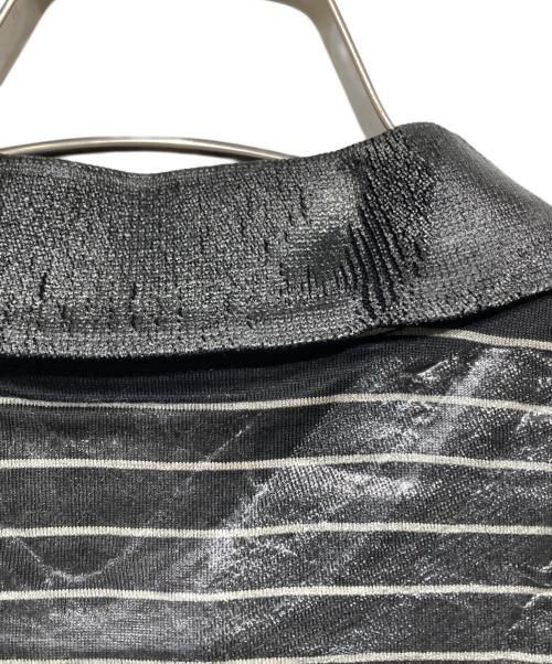 DIOR HOMME（ディオール オム）DIOR HOMME (ディオール オム) ワックス加工BEE刺繍ボーダーポロシャツ ブラック サイズ:Mの古着・服飾アイテム