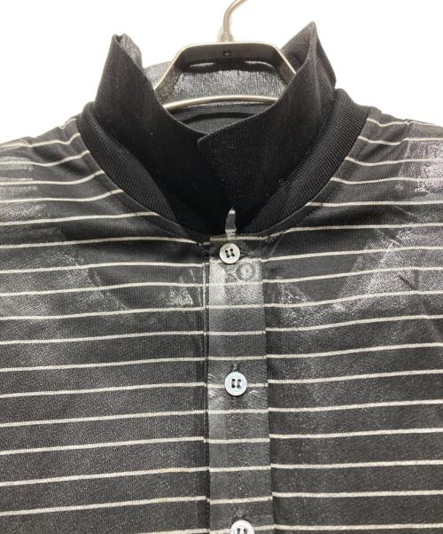 DIOR HOMME（ディオール オム）DIOR HOMME (ディオール オム) ワックス加工BEE刺繍ボーダーポロシャツ ブラック サイズ:Mの古着・服飾アイテム