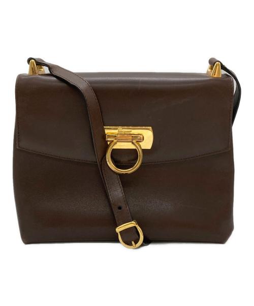 Salvatore Ferragamo（サルヴァトーレ フェラガモ）Salvatore Ferragamo (サルヴァトーレ フェラガモ) ガンチーニ レザーショルダーバッグ ブラウンの古着・服飾アイテム