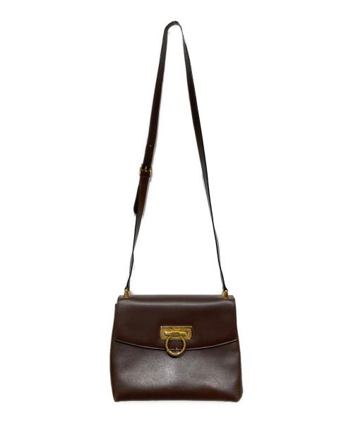 Salvatore Ferragamo（サルヴァトーレ フェラガモ）Salvatore Ferragamo (サルヴァトーレ フェラガモ) ガンチーニ レザーショルダーバッグ ブラウンの古着・服飾アイテム