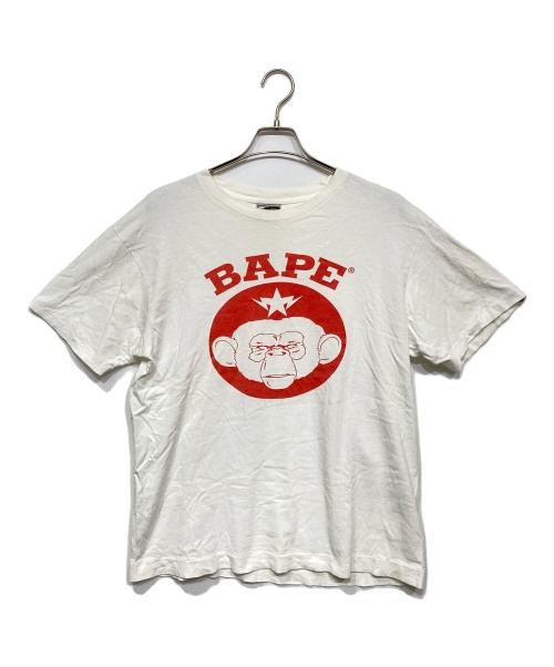 A BATHING APE（アベイシングエイプ）A BATHING APE (アベイシングエイプ) プリントTシャツ ホワイト サイズ:Lの古着・服飾アイテム