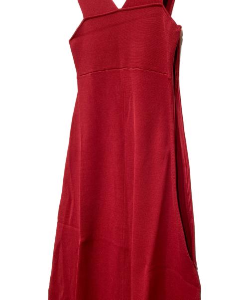 Noble（ノーブル）Noble (ノーブル) ミラノリブフィットフレアニットワンピース レッド サイズ:F 未使用品の古着・服飾アイテム
