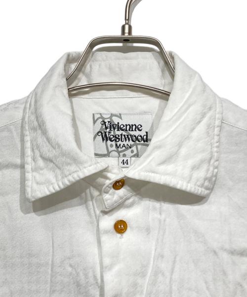 Vivienne Westwood man（ヴィヴィアン ウェストウッド マン）Vivienne Westwood man (ヴィヴィアン ウェストウッド マン) オーブ刺繍シャツ ホワイト サイズ:44の古着・服飾アイテム