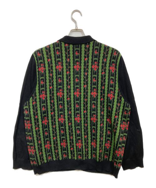 TTT MSW（ティー）TTT MSW (ティー) Flower Jacquard Knit Cardigan ブラック×グリーン サイズ:Lの古着・服飾アイテム