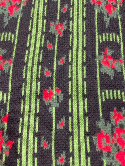 TTT MSW（ティー）TTT MSW (ティー) Flower Jacquard Knit Cardigan ブラック×グリーン サイズ:Lの古着・服飾アイテム