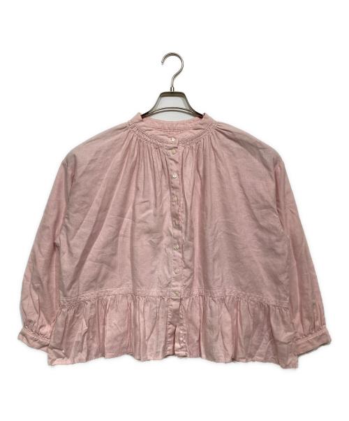 nest Robe（ネストローブ）nest Robe (ネストローブ) 天然染め切替ギャザーブラウス ピンク サイズ:Freeの古着・服飾アイテム