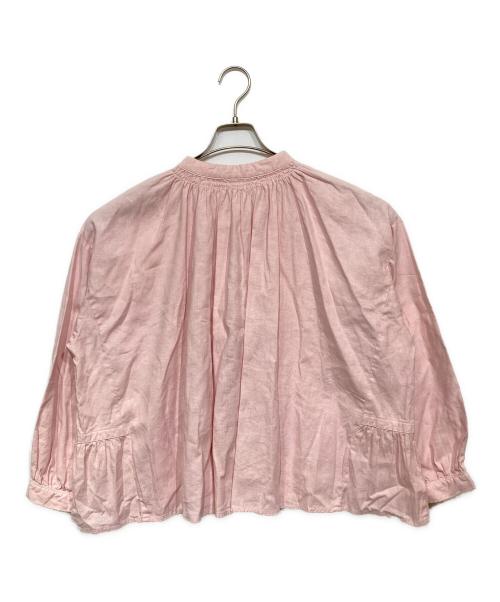 nest Robe（ネストローブ）nest Robe (ネストローブ) 天然染め切替ギャザーブラウス ピンク サイズ:Freeの古着・服飾アイテム