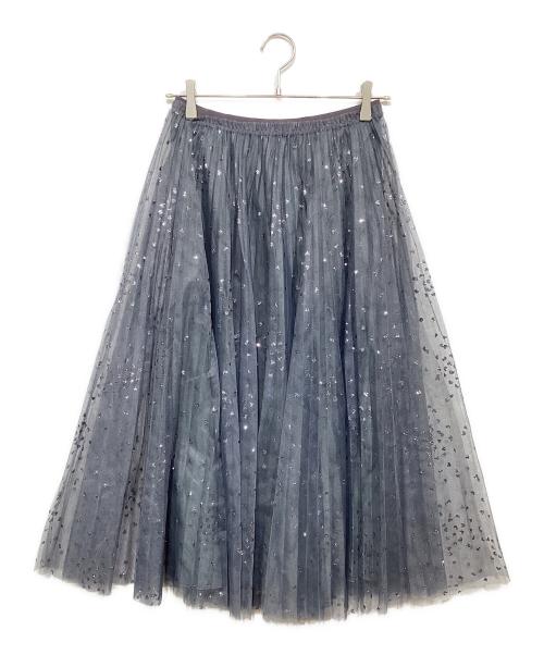 RED VALENTINO（レッドヴァレンティノ）RED VALENTINO (レッドヴァレンティノ) ハート柄チュールスカート グレー サイズ:38の古着・服飾アイテム