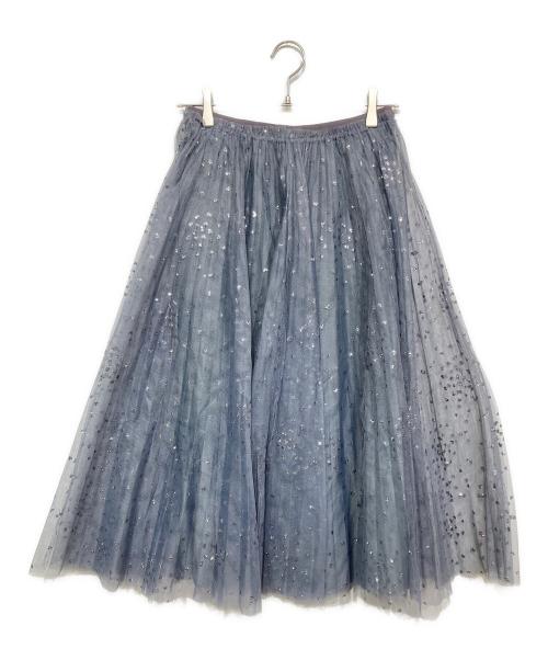 RED VALENTINO（レッドヴァレンティノ）RED VALENTINO (レッドヴァレンティノ) ハート柄チュールスカート グレー サイズ:38の古着・服飾アイテム