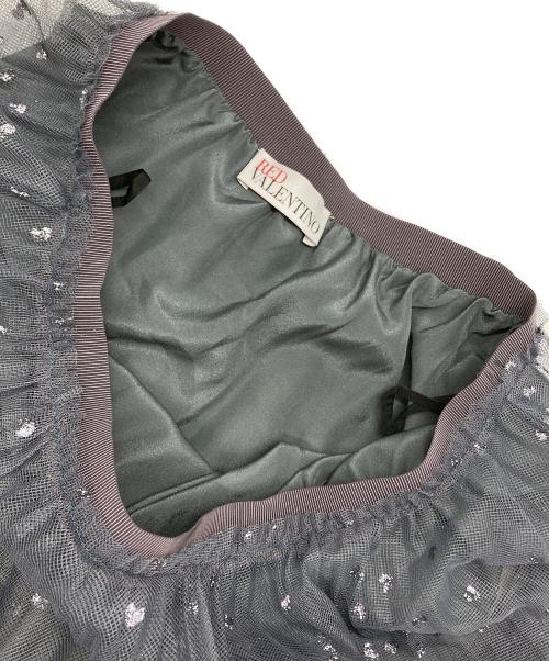RED VALENTINO（レッドヴァレンティノ）RED VALENTINO (レッドヴァレンティノ) ハート柄チュールスカート グレー サイズ:38の古着・服飾アイテム