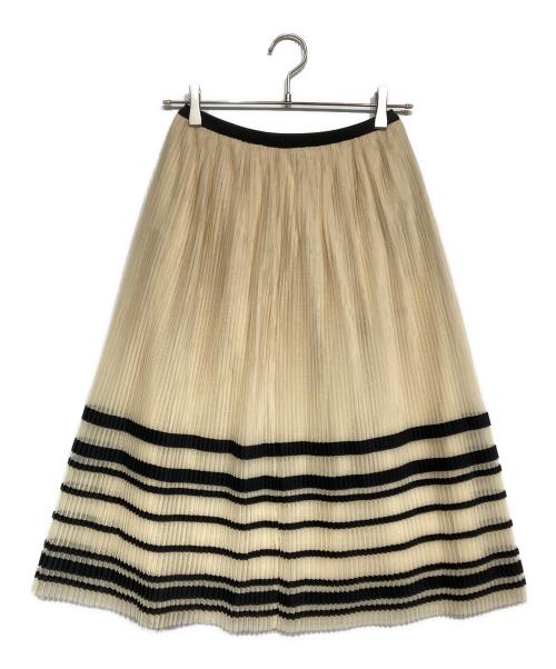 RED VALENTINO（レッドヴァレンティノ）RED VALENTINO (レッドヴァレンティノ) プリーツスカート ホワイト×ブラック サイズ:38の古着・服飾アイテム