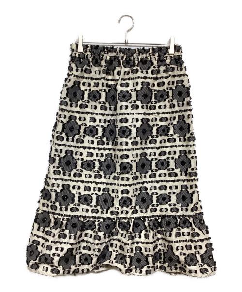 RED VALENTINO（レッドヴァレンティノ）RED VALENTINO (レッドヴァレンティノ) 花柄スカート ブラック×ホワイト サイズ:40の古着・服飾アイテム