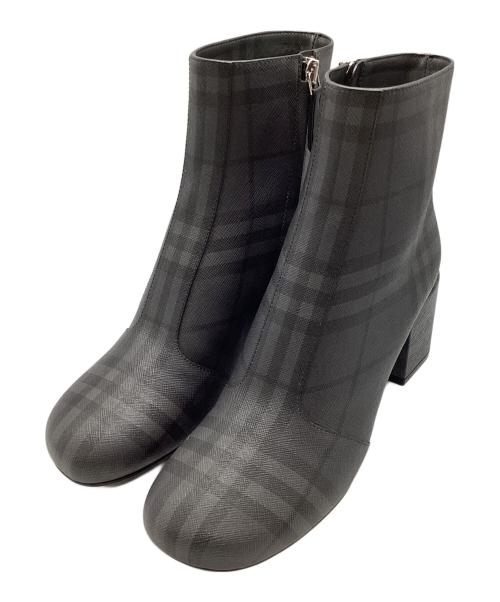 BURBERRY（バーバリー）BURBERRY (バーバリー) Vintage Check Block-heel Ankle Boots ブラック サイズ:39の古着・服飾アイテム