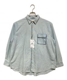 KURO（クロ）の古着「FRAMED BLANKET STITCH CHAMBRAY SHIRT」｜ブルー