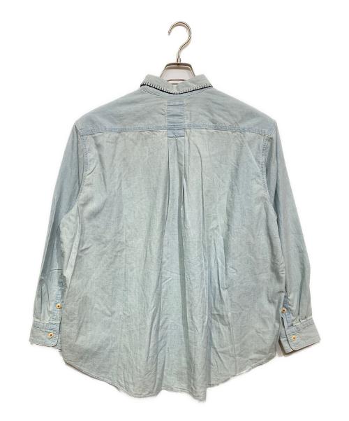 KURO（クロ）KURO (クロ) FRAMED BLANKET STITCH CHAMBRAY SHIRT ブルーの古着・服飾アイテム